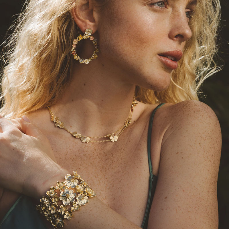 Anabel Aram Wildflowers Gold Wide Cuff