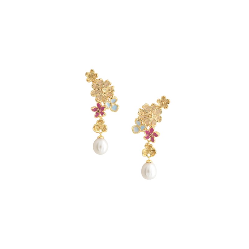Anabel Aram Wildflowers Pearl Drop Earrings