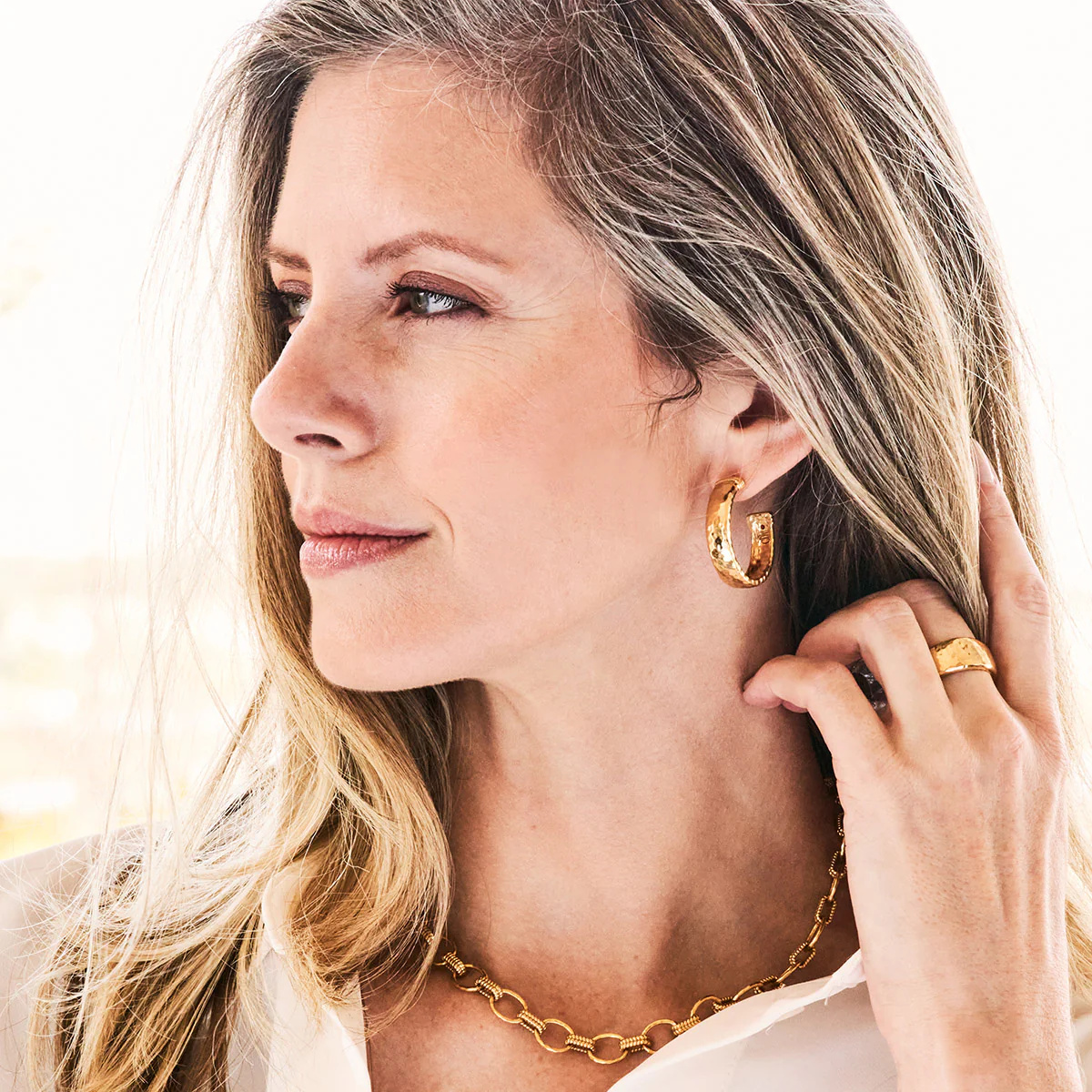 Capucine De Wulf Cleopatra Classic Medium Hoop Earrings, Yellow Gold Plated