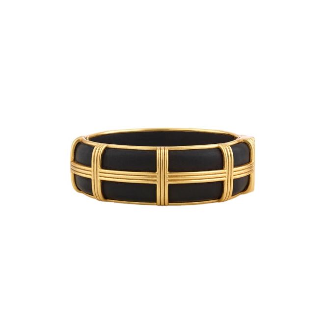 Capucine De Wulf Gaia Hinged Bangle Bracelet in Ebony, Small/Medium