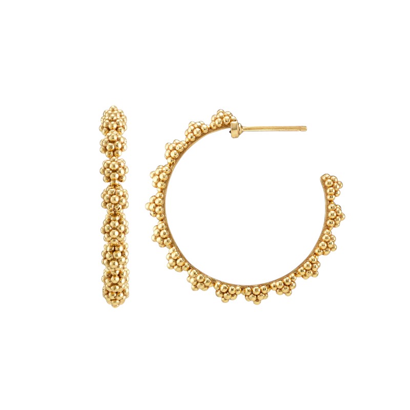 Capucine De Wulf Berry Icon Medium Hoop Earrings, Yellow Gold Plated