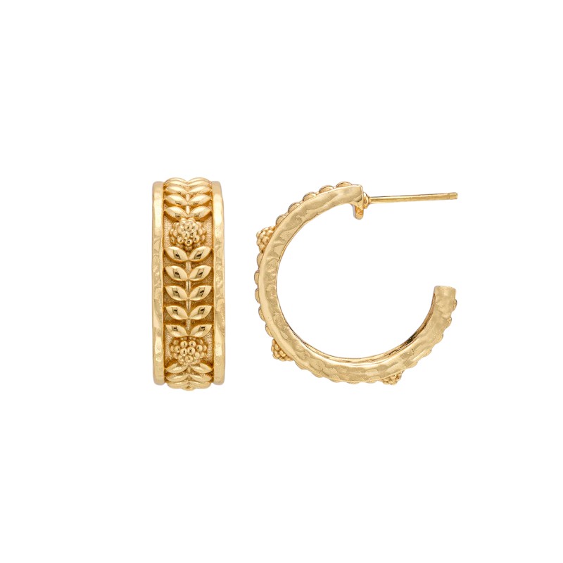 Capucine De Wulf Berry Vine Small Hoop Earrings, Yellow Gold Plated