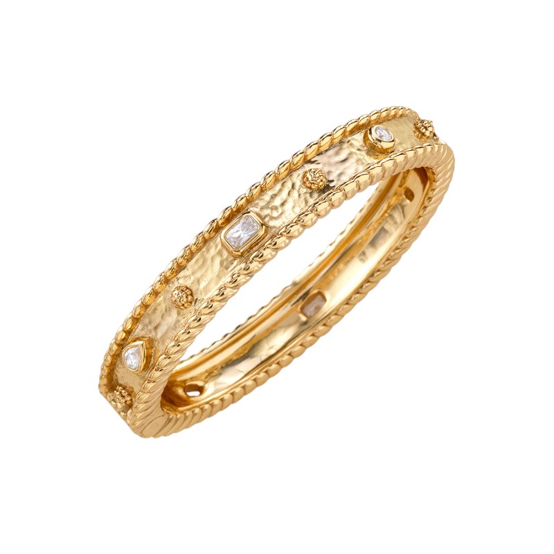 Capucine De Wulf Berry Gem Hinged Bangle, Clear Cubic Zirconia