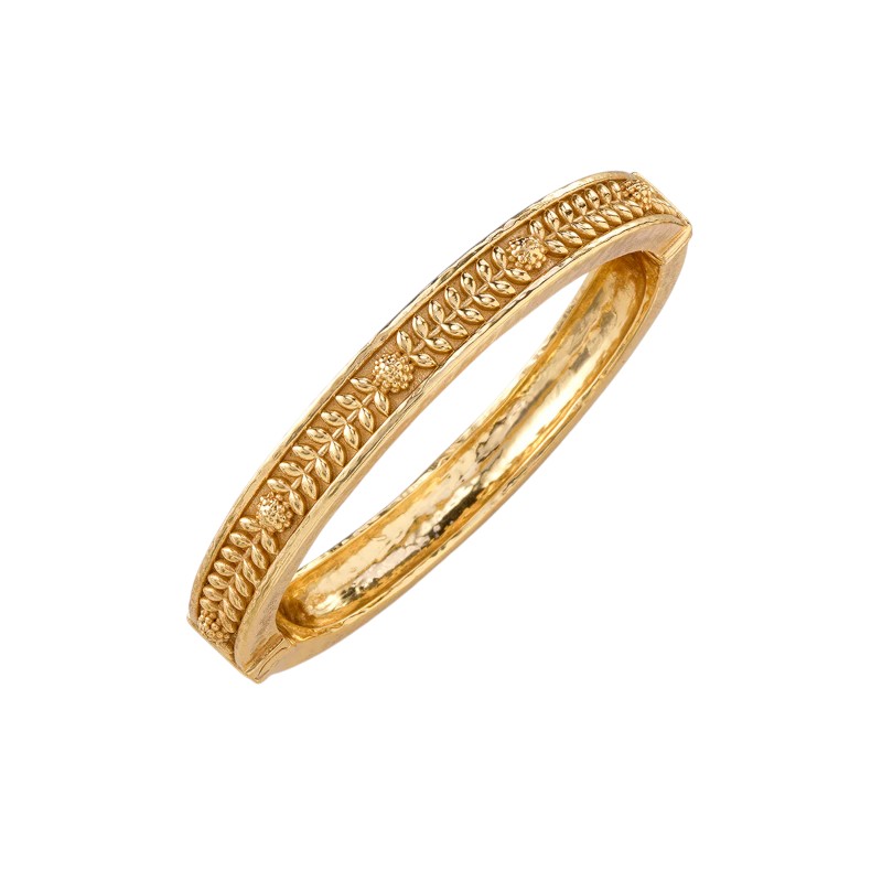Capucine De Wulf Berry Vine Yellow Gold Plated Hinged Bangle, S/M