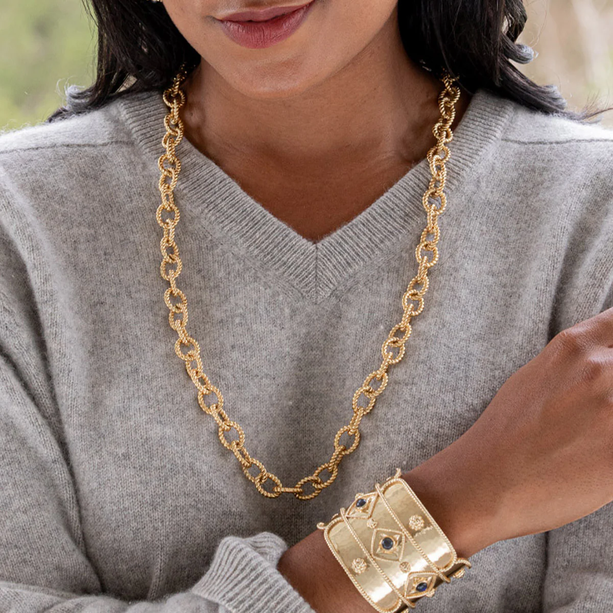 Capucine De Wulf Victoria Small Chain Necklace in Yellow Gold Plate, 32