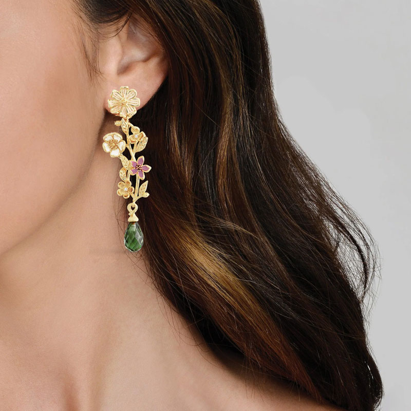 Anabel Aram Wildflowers Stone Drop Earrings