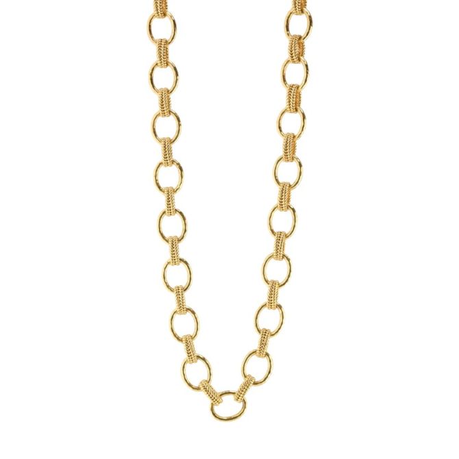 Capucine De Wulf Cleopatra Regal Link Necklace in Yellow Gold Plate, 32"