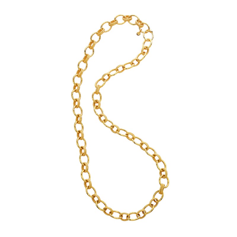 Capucine De Wulf Cleopatra Regal Link Necklace in Yellow Gold Plate, 32