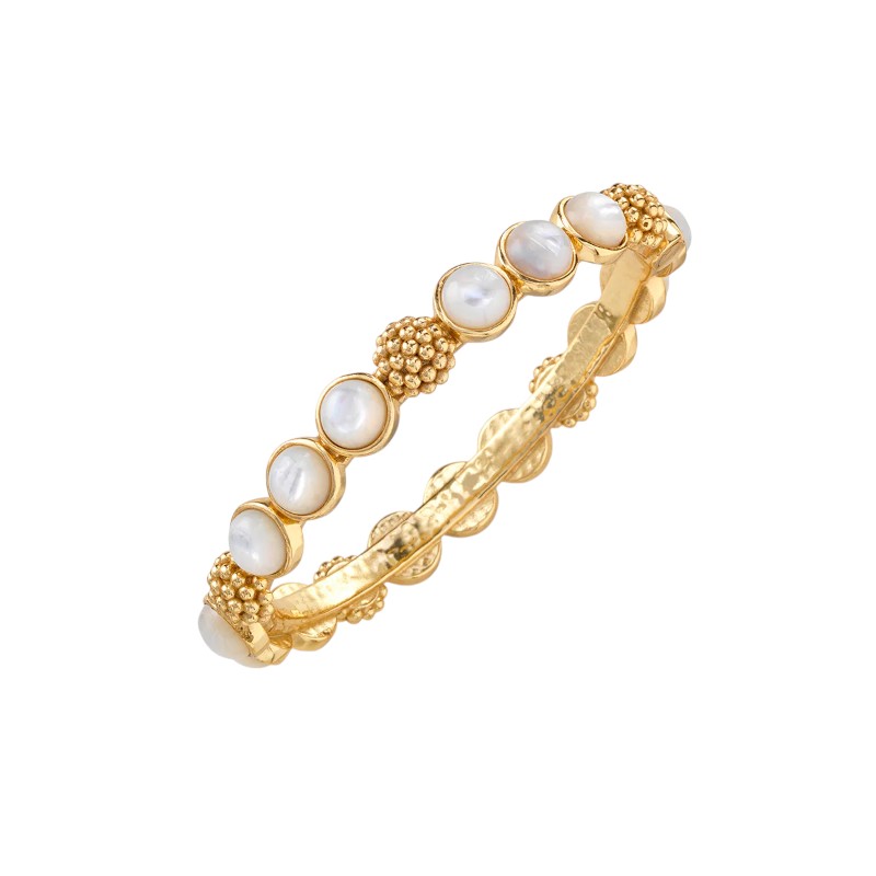 Capucine De Wulf Berry Gem Hinged Bangle, Mother of Pearl