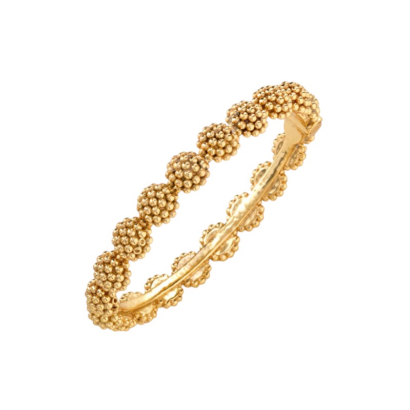 Capucine De Wulf Berry Eternity Hinged Bangle in Yellow Gold Plate, S/M