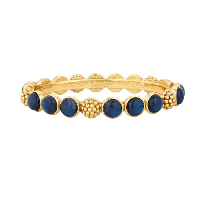 Capucine Berry Gem Petite Hinged Bangle Bracelet, Blue Labradorite