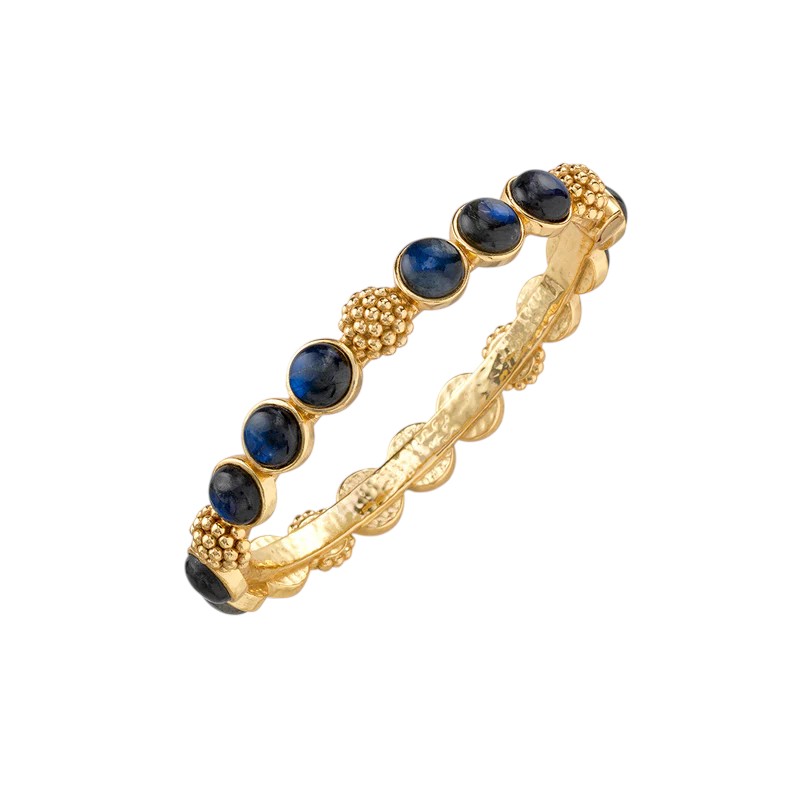 Capucine Berry Gem Petite Hinged Bangle Bracelet, Blue Labradorite