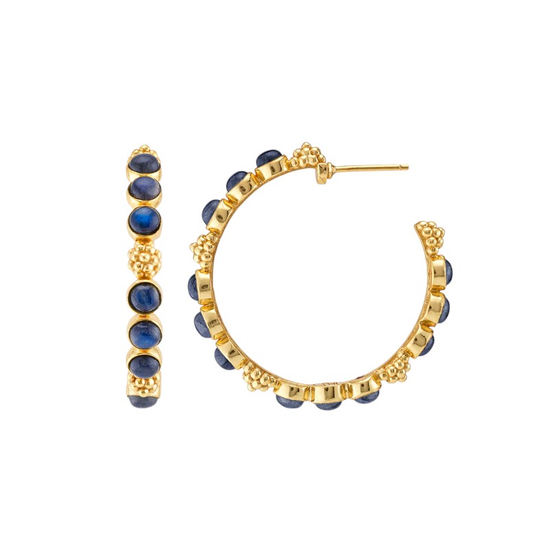 Capucine De Wulf Berry Gem Medium Hoop Earrings, Blue Labradorite