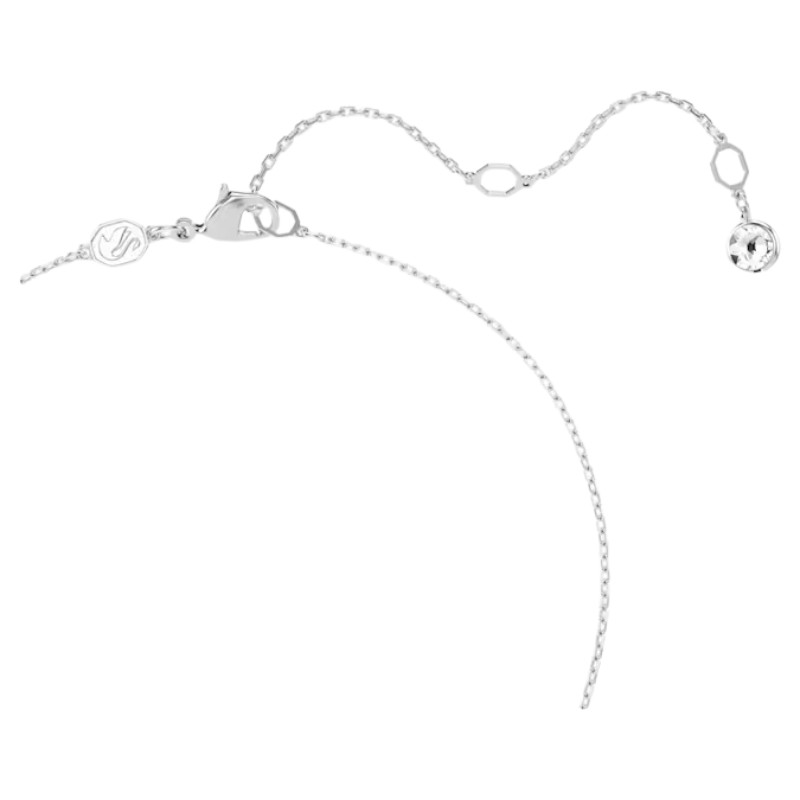 Swarovski Dextera Round Cut Sphere and Cube Pendant Necklace, White and Rhodium Plated