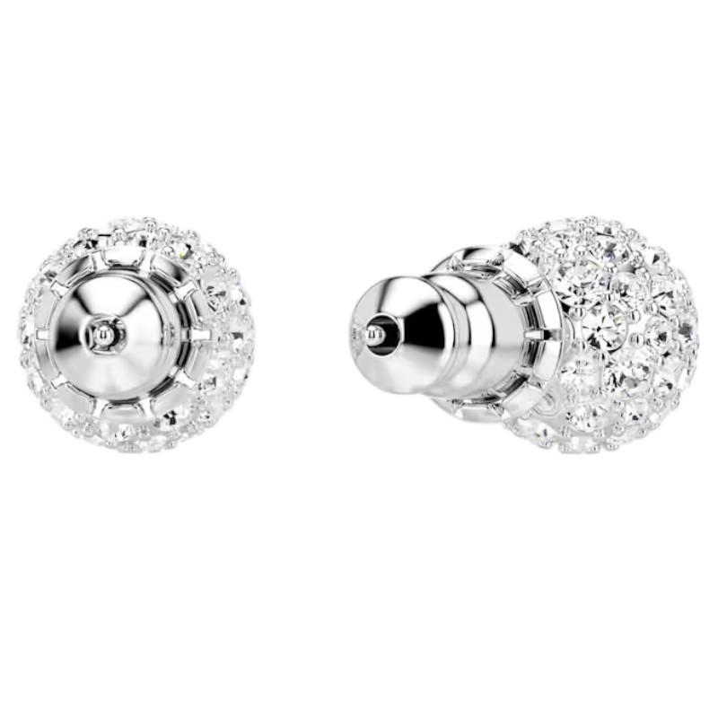 Swarovski Dextera Round Cut Stud Earrings, White and Rhodium Plated