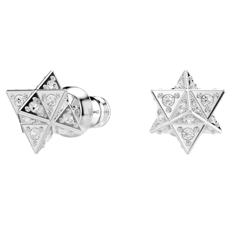 Swarovski Dextera Round Cut Star Stud Earrings, White and Rhodium Plated