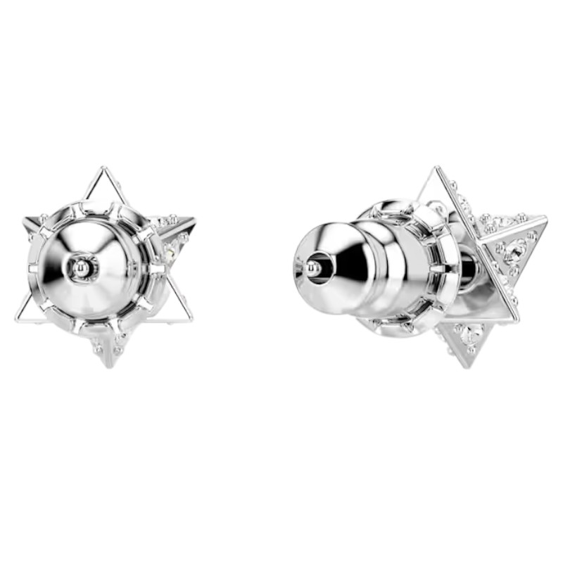 Swarovski Dextera Round Cut Star Stud Earrings, White and Rhodium Plated