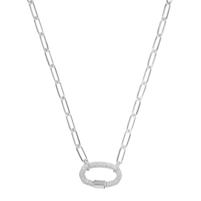 Kendra Scott Emery Link and Chain Crystal Necklace in Silver Tone