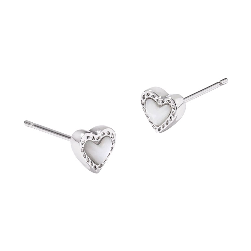 Kendra Scott Mini Ari Heart Silver Tone Stud Earrings in