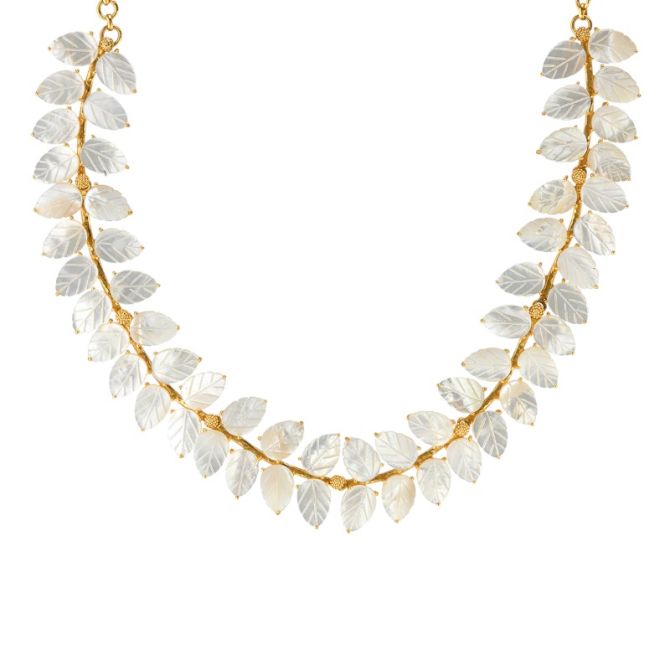Capucine De Wulf Mermaid Garden Vine Necklace in Mother of Pearl, 14"