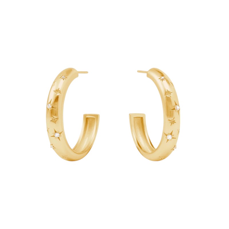 Julie Vos Luna Cubic Zirconia Stone Hoop Earrings, Medium