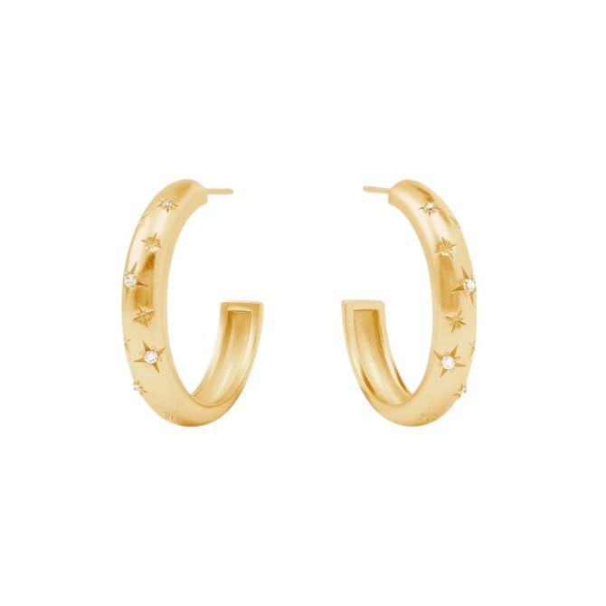 Julie Vos Luna Cubic Zirconia Stone Hoop Earrings, Medium
