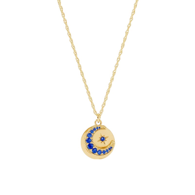 Julie Vos Luna Delicate Charm Necklace, Sapphire Blue Cubic Zirconia