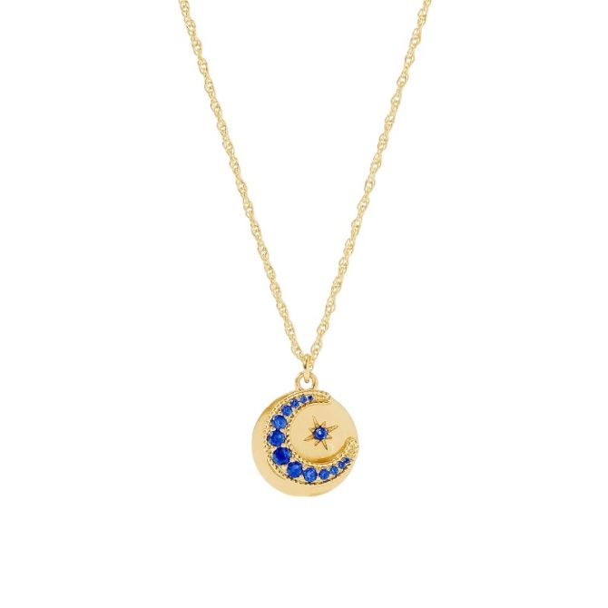 Julie Vos Luna Delicate Charm Necklace, Sapphire Blue Cubic Zirconia