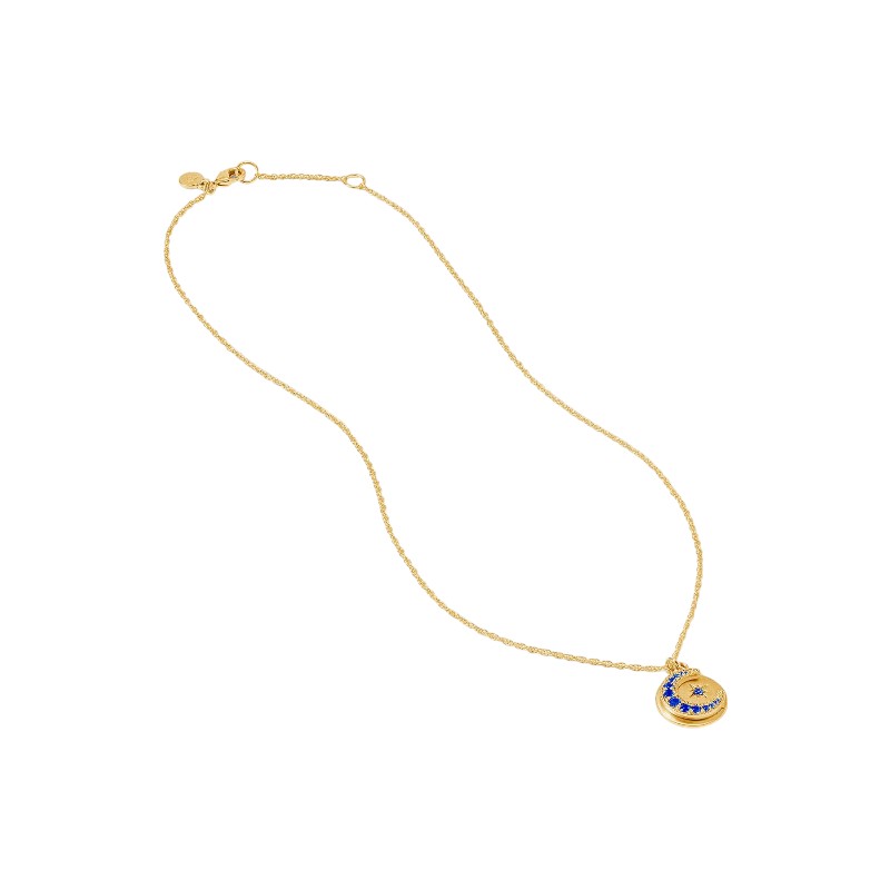 Julie Vos Luna Delicate Charm Necklace, Sapphire Blue Cubic Zirconia