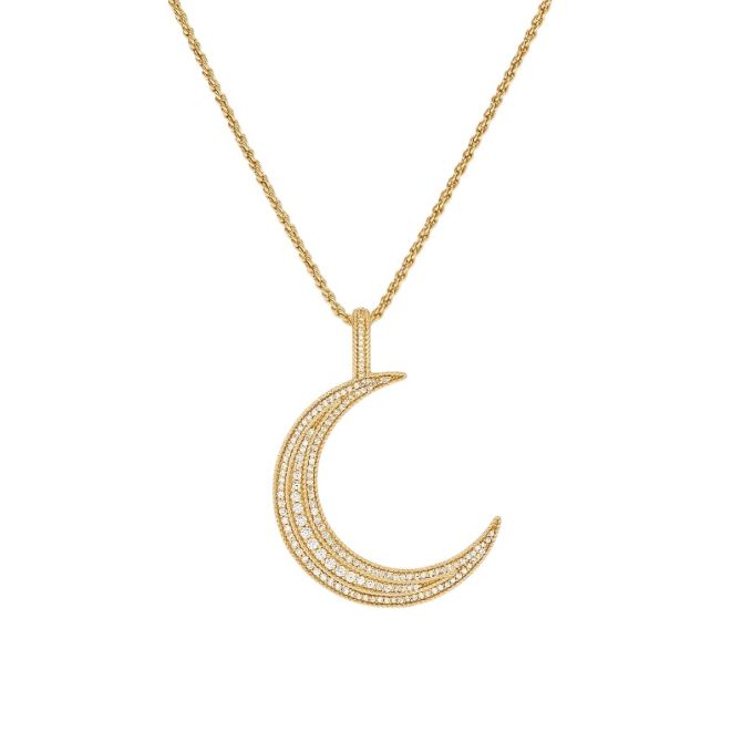 Julie Vos Luna Pendant Necklace, Sapphire Blue Cubic Zirconia