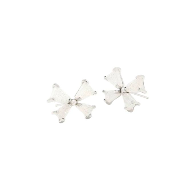 Kendra Scott Blair Silver Tone Small Bow Stud Earrings in Iridescent