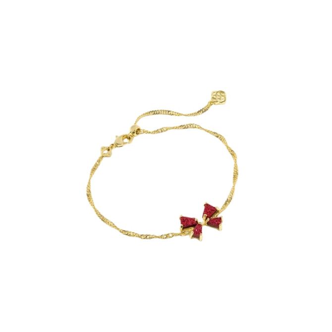 Kendra Scott Blair Yellow Tone Small Bow Delicate Chain Bracelet in Red