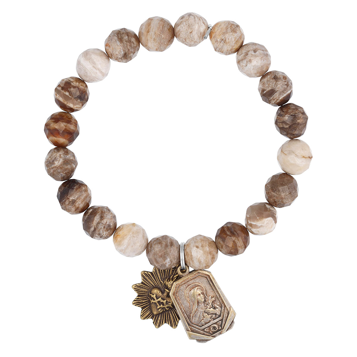 Miracle Icons by Mary Jo  Pane 10 mm Faceted Jasper Bracelet