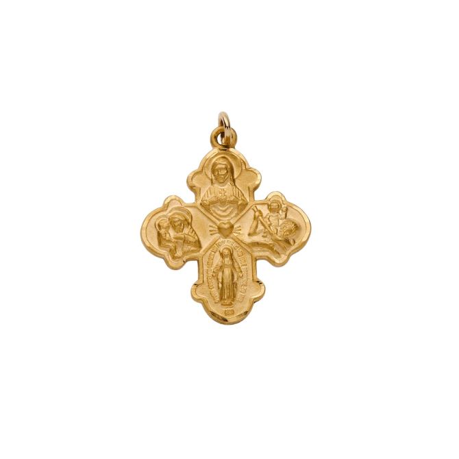 &Livy Large 4 Way Cross Charm, Yellow Gold Plated