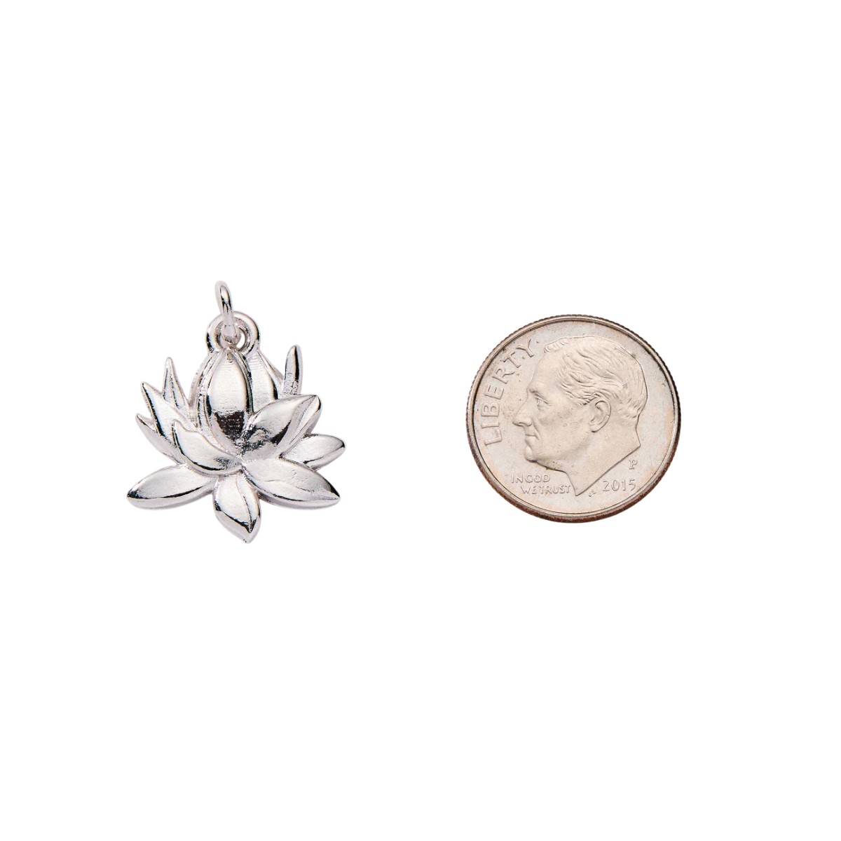 &Livy Lotus Blossom Charm, Silver