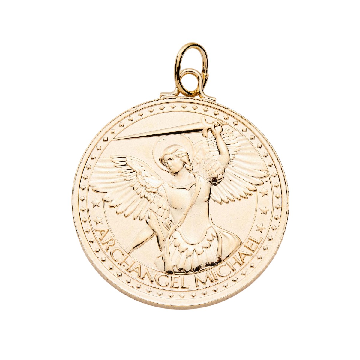 &Livy Small Mother Mary and Archangel Michael Protection Charm, Yellow Gold Plate