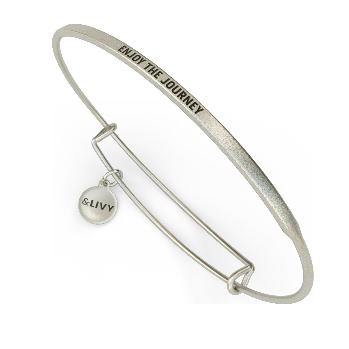 &Livy Enjoy The Journey Bangle, Antique Silver