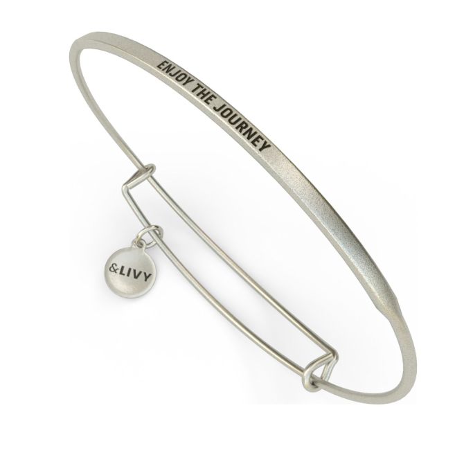 &Livy Enjoy The Journey Bangle, Antique Silver
