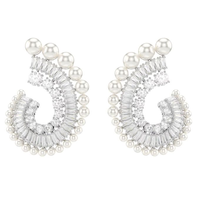 Swarovski Ariana Grande Collection Mixed Cuts Hoop Earrings, White