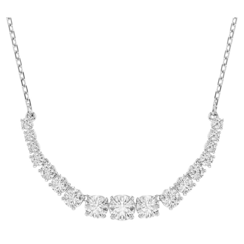 Swarovski Gradient of Round Cuts Matrix Necklace, White and Rhodium Plated