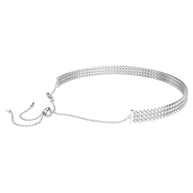 Swarovski Round Cut Matrix Tennis Choker, White and Rhodium Plated