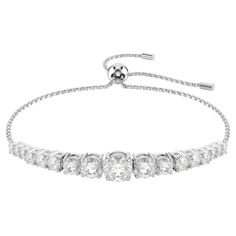 Swarovski Gradient of Round Cuts Matrix Bracelet, White and Rhodium Plated