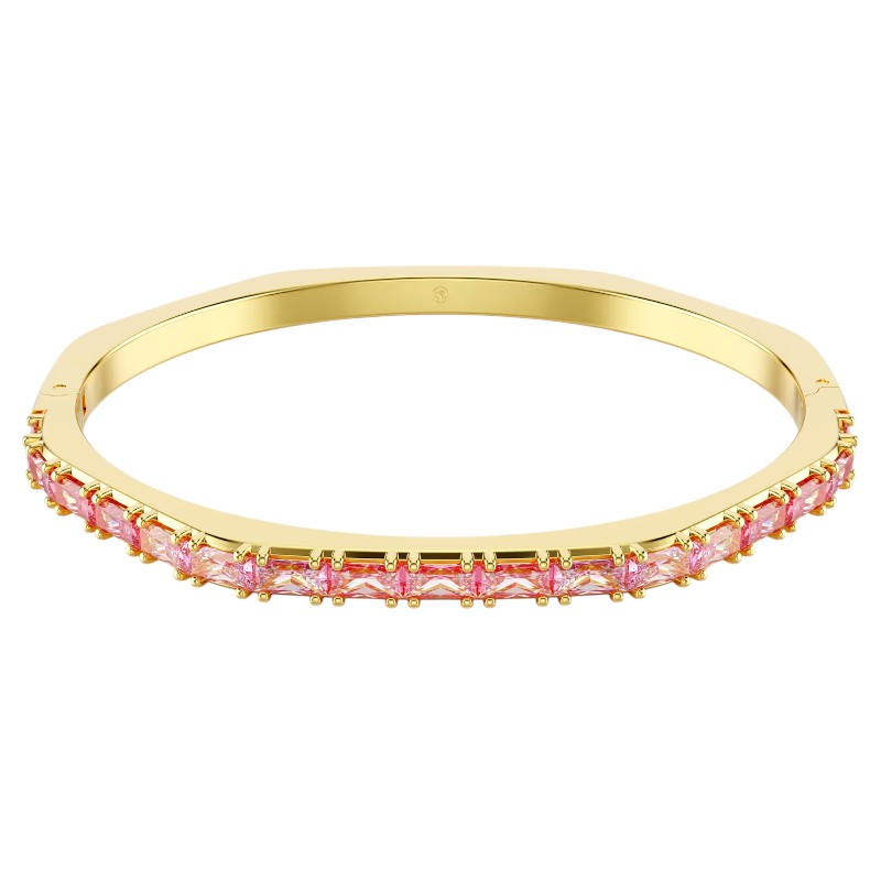Swarovski Baguette Cut Matrix Large Bangle, Pink and Yellow Gold Tone Plated