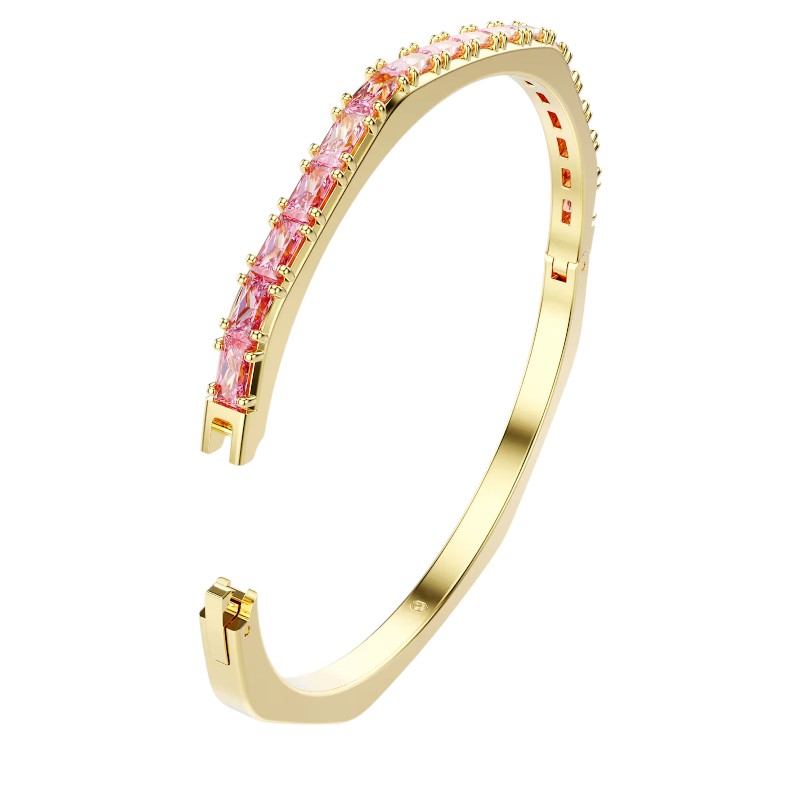 Swarovski Baguette Cut Matrix Large Bangle, Pink and Yellow Gold Tone Plated