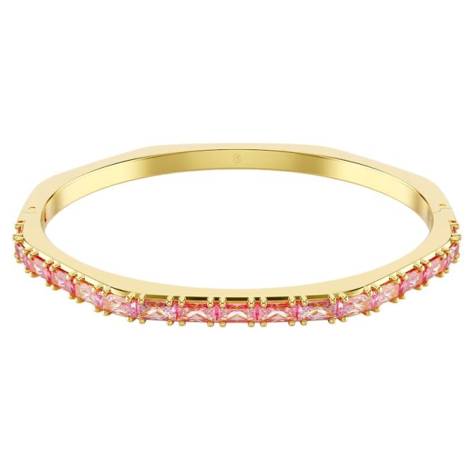 Swarovski Medium Baguette Cut Matrix Bangle, Pink and Yellow Gold Tone Plated
