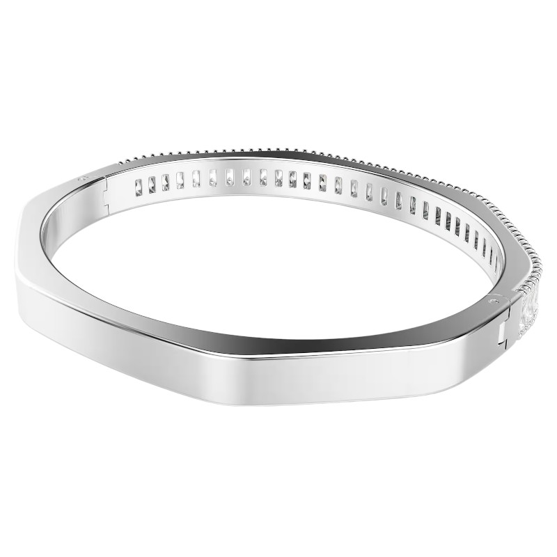 Swarovski Medium Baguette Cut Matrix Bangle, White and Rhodium Plated