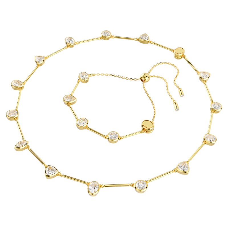 Swarovski Mixed Cuts Imber Tennis Necklace, White and Yellow Gold Tone Plated