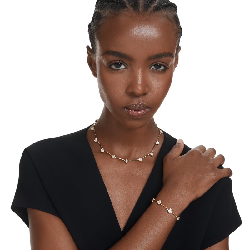 Swarovski Mixed Cuts Imber Tennis Necklace, White and Yellow Gold Tone Plated