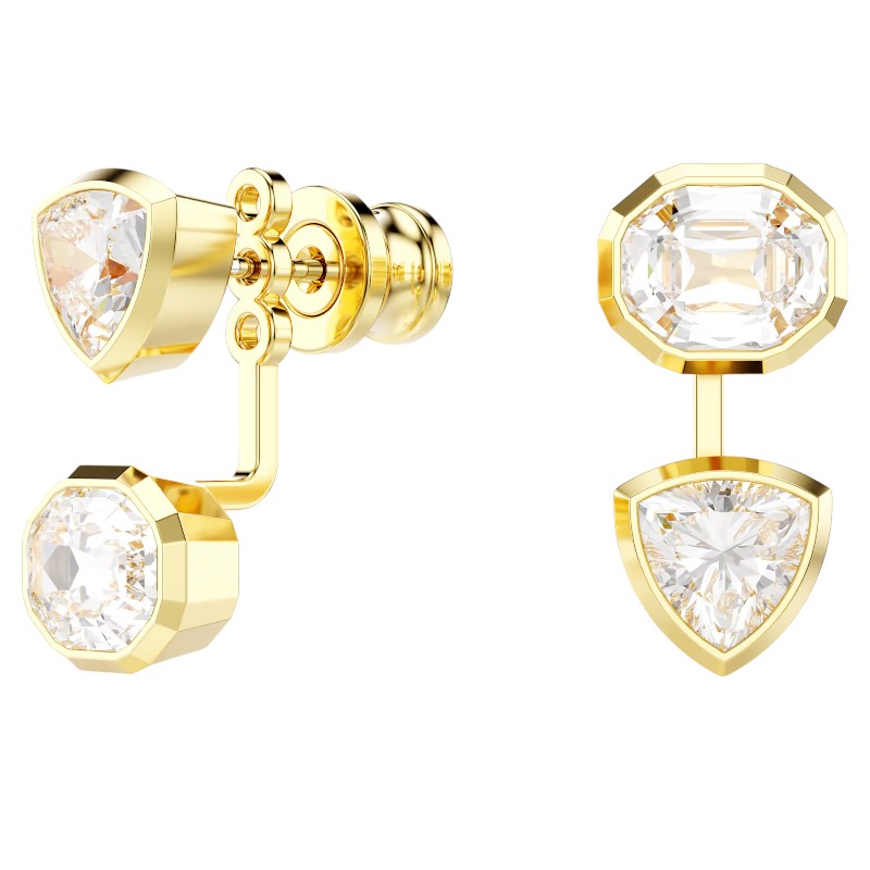 Swarovski Asymmetrical Mixed Cuts Imber Earring Jackets, White and Yellow Gold Tone Plated