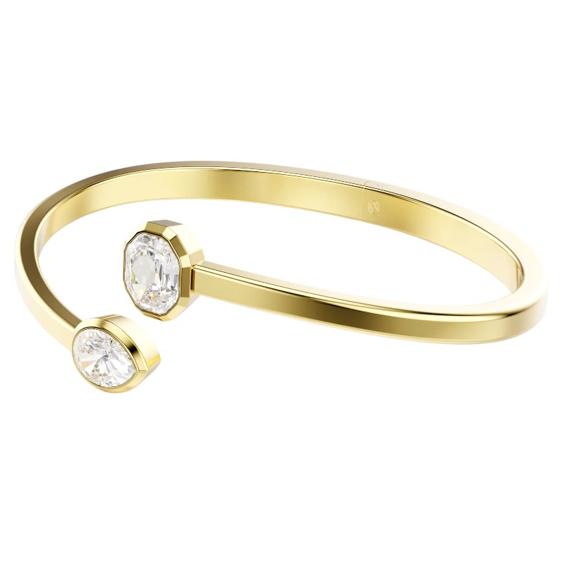 Swarovski Large Mixed Cuts Imber Bangle, White and Yellow Gold Tone Plated